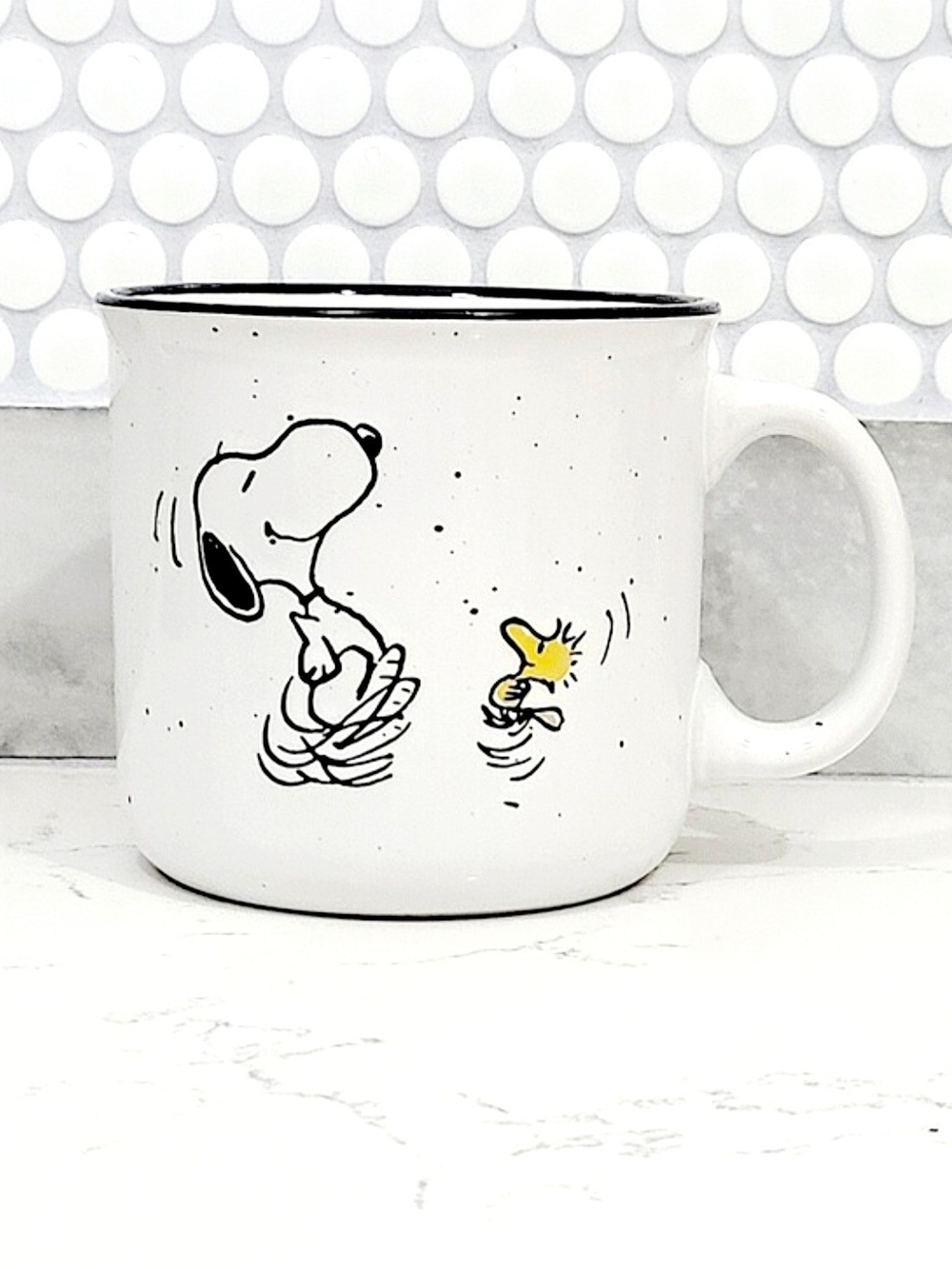 Peanuts Snoopy & Woodstock White Ceramic Mug - Classic Character Design